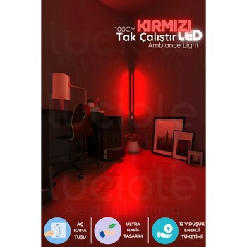 Luciole Led Abajur Aplik Gece Lambası Lambader Kırmızı Renk Tak Çalıştır Işık
 - 1 m