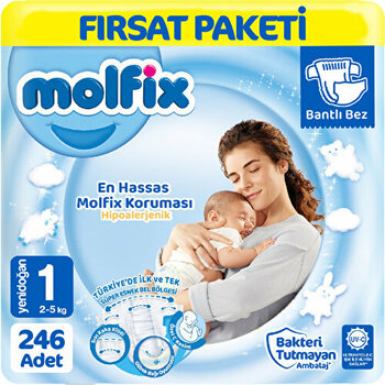 Molfix Bebek Bezi Fırsat Paketi 1 Beden Yenidoğan 246 Adet