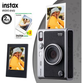Instax Mini Evo Siyah Fotoğraf Makinesi20'li Film ve Çerçeve