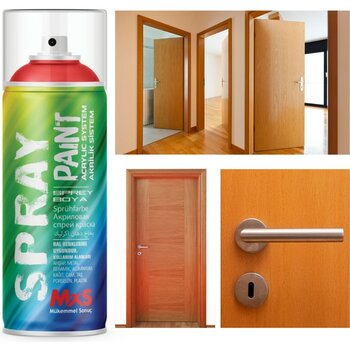MxS Demir & Ahşap & Plastik Kapı Dönüşüm Boyası Özel Yapım Akrilik Sprey Boya 400 ml - AÇIK KAHVE