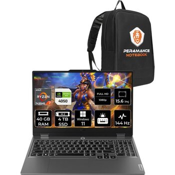 Lenovo Loq Amd Ryzen 7 7435HS 40GB 4tb SSD RTX4050/6GB 105W 15.6" Fhd 144Hz W11H Taşınabilir Bilgisayar & Per4 Çanta 83JC006ATRP365