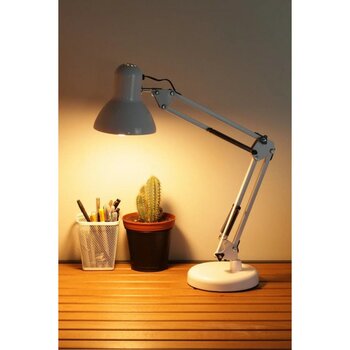 Bro Masa Lambası Akrobat Yaylı Metal 360° Açılı Ayarlanabilir Hareketli Çalışma Masası Lambası Beyaz - Çok Renkli