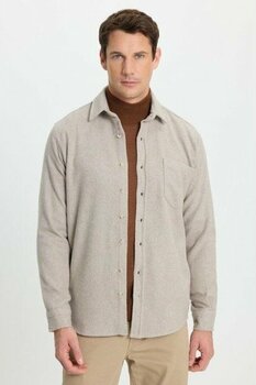 Tudors Erkek Regular Fit Klasik Kesim Düz Cepli Koyu Vizon Oduncu Gömlek - L