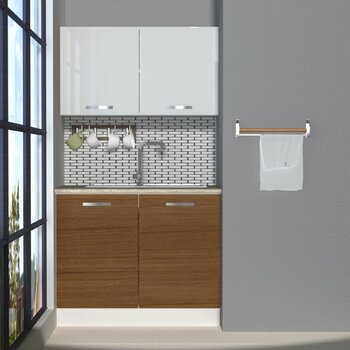 Decoraktiv Mini 100 MDF Hazır Mutfak Dolabı - Tezgah Dahil - Ceviz - Beyaz