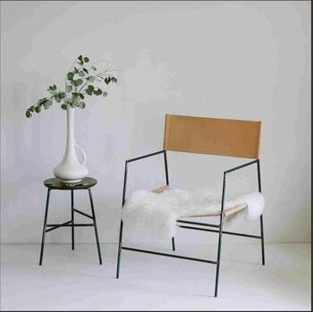 Napolyon Metal Gerçek Deri Tekli Sandalye - Bej