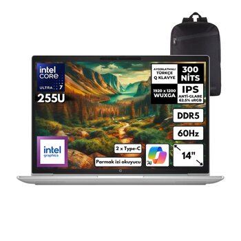 Hp Probook 4 G1i Ultra 7-255u 48-Gbddr5 4 Tbssd Intel Graphics 14" Wuxga Windows 11 Home + Hmf Sırt Çantası C9fh1ethmf65