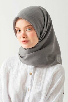 Wega Moda Pamuk Jakar Eşarp, Doğal ve Şık Görünüm, Jakarlı Pamuk Eşarp, Soft Pamuk Eşarp. - Füme