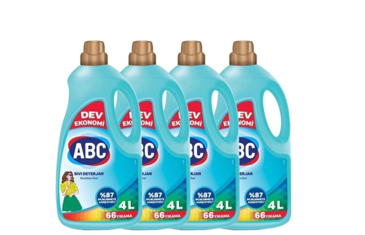 ABC Sıvı Çamaşır Deterjanı Renkliler Için Set 264 Yıkama 4 Adet X 4 Lt