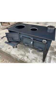 KAAN KUZİNE 90 Lık Izgaralı Kuzine Soba Odun Kömür Sobası El Yapımı Rize Kuzinesi Fırınlı Kuzine Soba