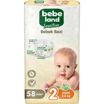 Bebeland Sensitive Bebek Bezi Midi 2 Numara 58 Adet