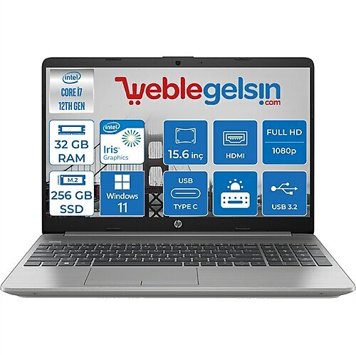 HP 250 G9 6Q8M8ES41 15.6 inç Intel Core i7 1255U 32 GB 256 GB SSD Intel Graphics Windows 11 Professional
