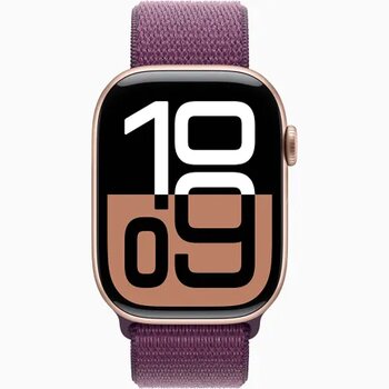 Apple Watch Series 10 GPS + Cellular 42 mm Rose Altın Alüminyum Kasa Kırmızı Erik Spor Loop Kordon Akıllı Saat