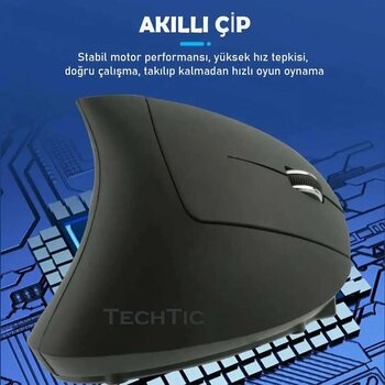 Techtic Kablosuz Oyuncu Mouse Bilek Destekli Ergonomik Dikey Mouse Vertical Mouse Fare Gamer 1600 Dpi