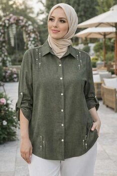 tuana büyük beden sofya taşlı gömlek 52 Beden