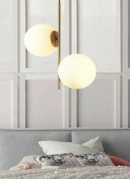 Lambadar Ikili Modern Glop Camlı Eskitme Avize - Gold