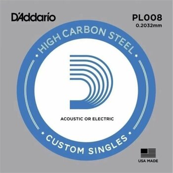 D'addario PL008 0.2032 mm high carbon steel Elektro ve Akustik Gitar Tek Tel