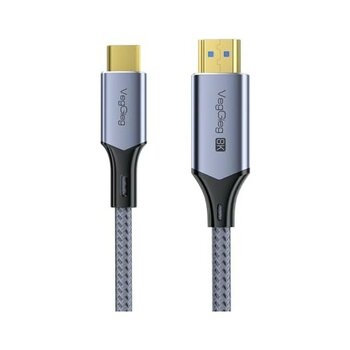 Skygo Veggieg Type-C To HDMI Kablo 8k 60Hz 4K 240Hz Hdr 3D 48GBPS Örgülü Usb-C To HDMI Kablo 2 Metre - Option-1 - Ahşap