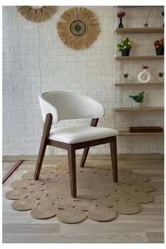 silla Concept Ay Sandalye Teddy Krem Kumaş Ceviz Ahşap Sandalye