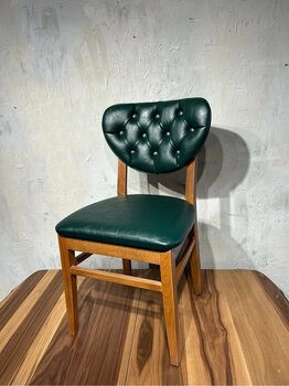 TEKEŞ HOME Hâki Yeşili Ahşap Deri Sandalye