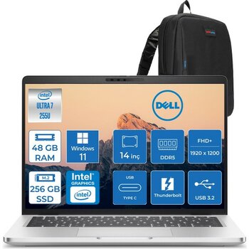 Dell Pro 14 Plus Intel Core Ultra 7 255U 5.1ghz 48GB Ddr5 256GB SSD Windows 11 Home Intel® Aı Boost 14 Inç IPS Fullhd+ (1920X1200) Taşınabilir Bilg...