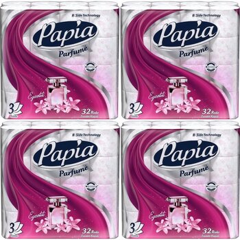 Papia Tuvalet Kağıdı 3 Katlı 128'li Pk 4 Paket 32 Egzotik Parfümlü