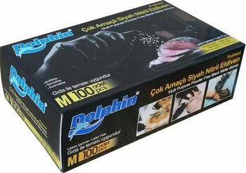 Dolphin Çok Amaçlı Pudrasız Siyah Nitril Eldiven Orta (M) - 100'LÜ