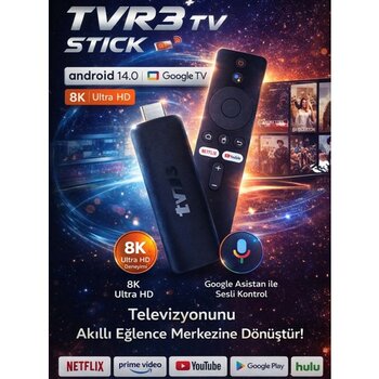 Azurtech Tvr3+ Tv Stick Android 14 Google Tv 8k Ultra Hd Akıllı Tv Çevirici HDMI Netflix Youtube - Çok Renkli