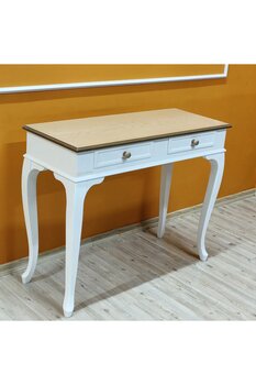 Evim Hizmet Lükens 120 Cm Ceviz Tablalı Lake Yarı Mat Beyaz Makyaj Masası