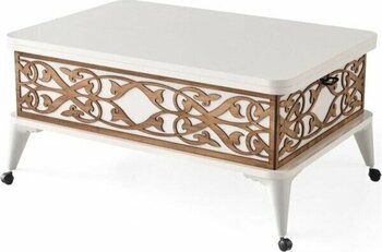 Mutlu Alışveriş Merkezi Akıllı Sehpa Sihirli Sehpa Fonksiyonel Orta Sehpa Açılabilir Sehpa Tekerlekli MASA114T  60X90 - EKRU