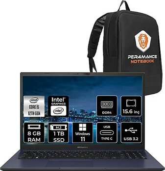 ASUS ExperBook B1502CBA BQ0254 15.6 inç Intel Core i5 1235U 8 GB 1 TB SSD Intel Graphics Windows 11 Professional