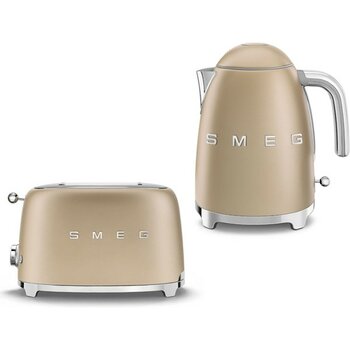 smeg Su Isıtıcılar 50's Style ve  2x1 Ekmek Kızartma Makinesi Mat Gold KLF03-TSF01CHMEU