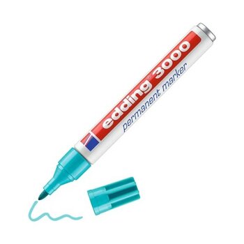 Eddıng 3000 Kalıcı Markör Turkuaz (Mavi) 1 Kalem Yuvarlak Uç 1,5-3 mm Hızlı Kuruyan Kalıcı Marker Suya Dayanıklı, Silinmeye Dayanıklı Karton, Plast...