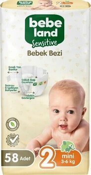 Bebeland Sensitive Bebek Bezi Mini No:2 58 Adet 3-6 Kg