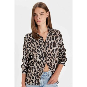 DeFacto Regular Fit Leopar Desenli Poplin Uzun Kollu Gömlek D3148AX24AU - S - Siyah-BK81