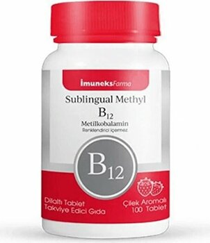 İmuneks Sublingual Methyl B12 Çilekli 100 tablet