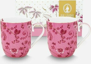 Pip Studio Jolie Beyaz Porselen Kupa Seti 145 ml - Pembe - Beyaz