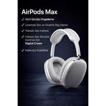 P9 Aırpods Max Bluetooth Kulak Üstü Kablosuz Kulaklık Aktif Gürültü Engelleme 20 Saat Pil Ömrü - Beyaz