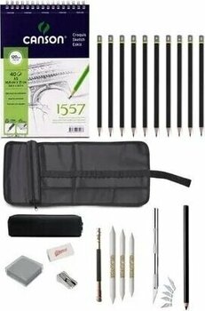 GLANCE Canson 1557 A5 Eskiz Defteri 120g Karakalem Çantalı Çizim Eskiz Seti Hamur Silgi Kömür Kalem