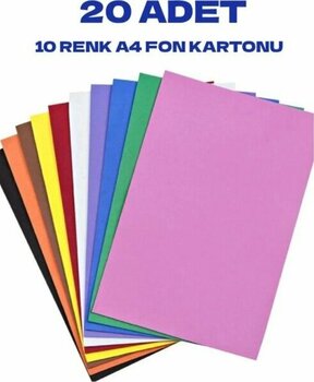20 Adet Renkli Fon Kartonu 25X35 cm 10 Karışık Renk