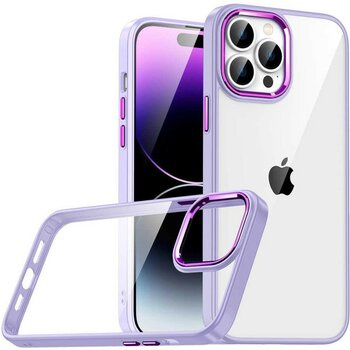 Smcase Apple iPhone 14 Pro Kılıf Flora Sert Silikon Arkası Cam Şeffaf Mor