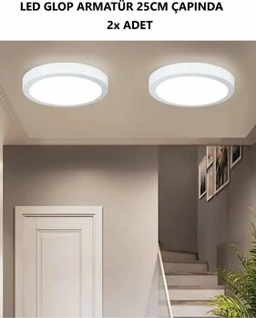 Voxify 2 Adet Led Avize Armatür Tavan Aydınlatma Lambası Tavan Glop Aplik Banyo Balkon Wc Koridor Lambası