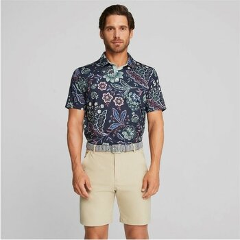 Puma x Liberty Paisley Golf Polo Erkek Tshirt - Lacivert - Yeşil - 2XL