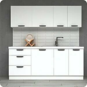 Visas Concept 200cm Üç Çekmeceli Trend Mutfak Dolabı Mini Hazır Mutfak Tezgah Dahil