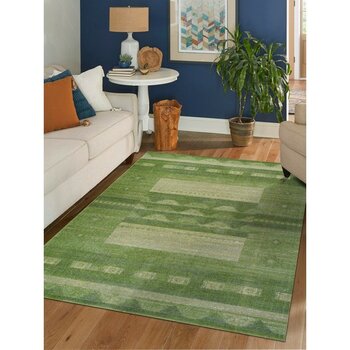 Konfor Halı Antik 1114 Klasik Vintage Eskitme Salon Halısı Yeşil Retro Mutfak Halısı Tozumaz İnce Makine Halısı - 100 x 300  cm