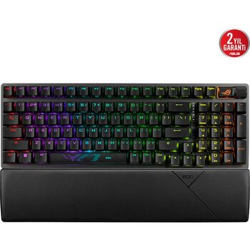 Asus ROG STRIX SCOPE II 96 Wireless Q TR Oyuncu Klavyesi 3 Farklı Bağlantı (2.4GHz RF, BT, Kablolu) ROG NX SNOW Mekanik Switch AURA SYNC RGB, Bilek...