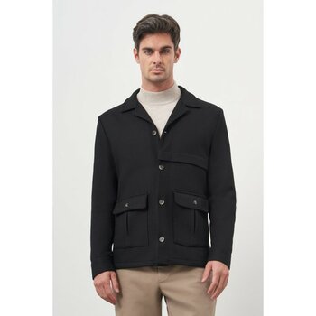 Erkek Siyah Yünlü Worker Ceket - XL