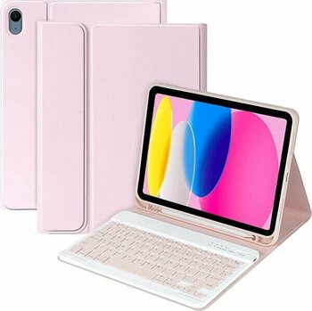 MobaxAksesuar Apple iPad Air 11inç M2/M3 2025-2024 Kılıf Kablosuz Klavyeli Case Mobax - Açık Pembe - iP Air 11inç