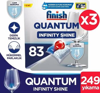 Finish Quantum Infinity Shine 83 x 3 Bulaşık Makinesi Deterjanı Tableti