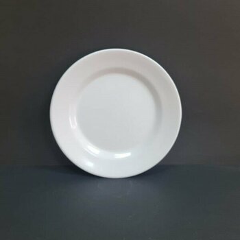 12 Adet Standart Çizgi Melamin Tatlı & Yemek Servis Tabağı 19 cm - Beyaz