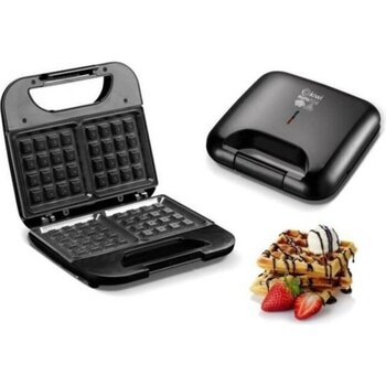Kiwi Kare Waffle Makinesi 750W - Yapışmaz Kaplama, Termostat Kontrollü, Kaymaz Ayaklar ve El Yakmayan Tutma Yeri ile - Siyah